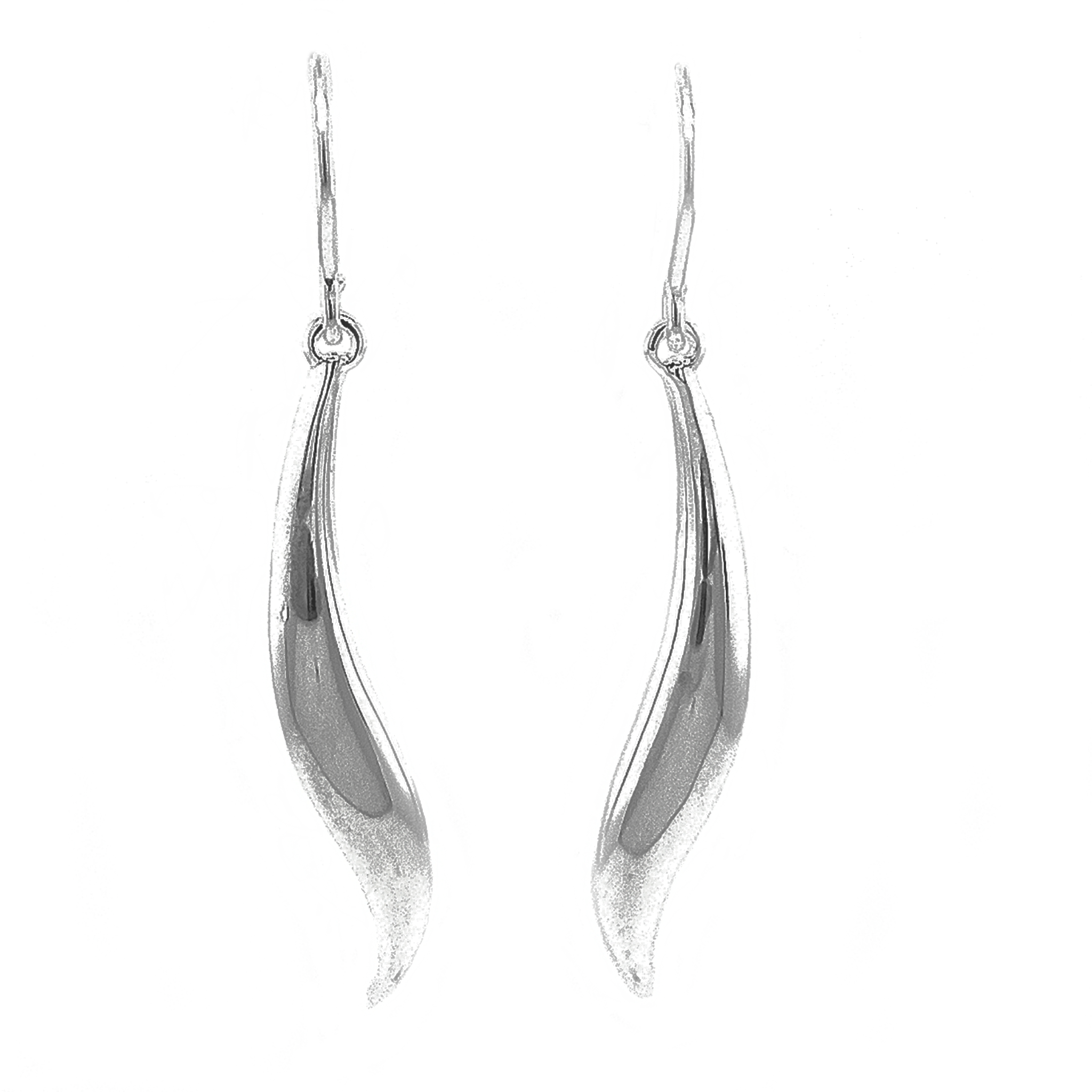 Sterling Silver Polished Curve Long Drop Earrings