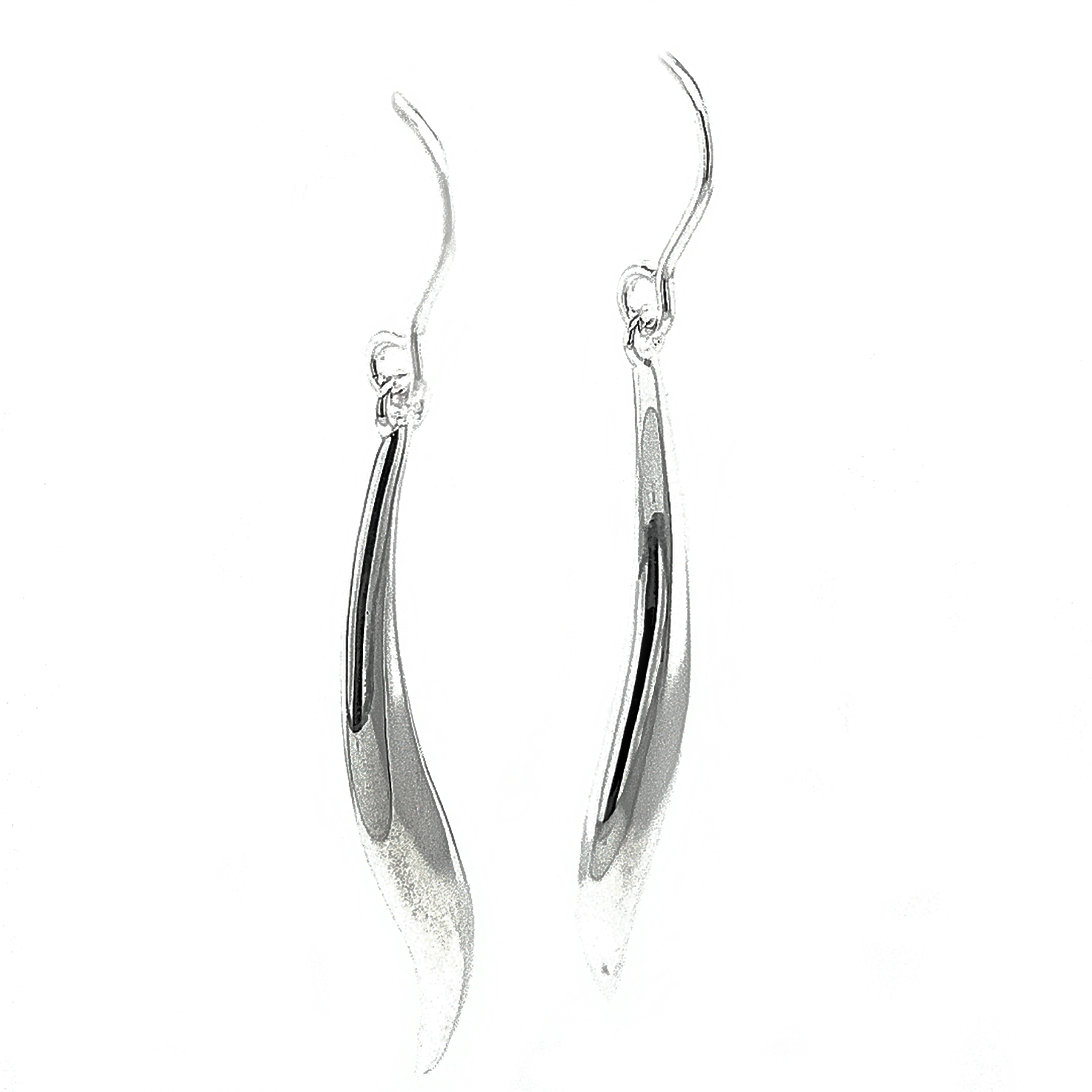 Sterling Silver Long Curve Drop Earrings