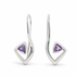 Silver Trillion Amethyst Drop Earrings