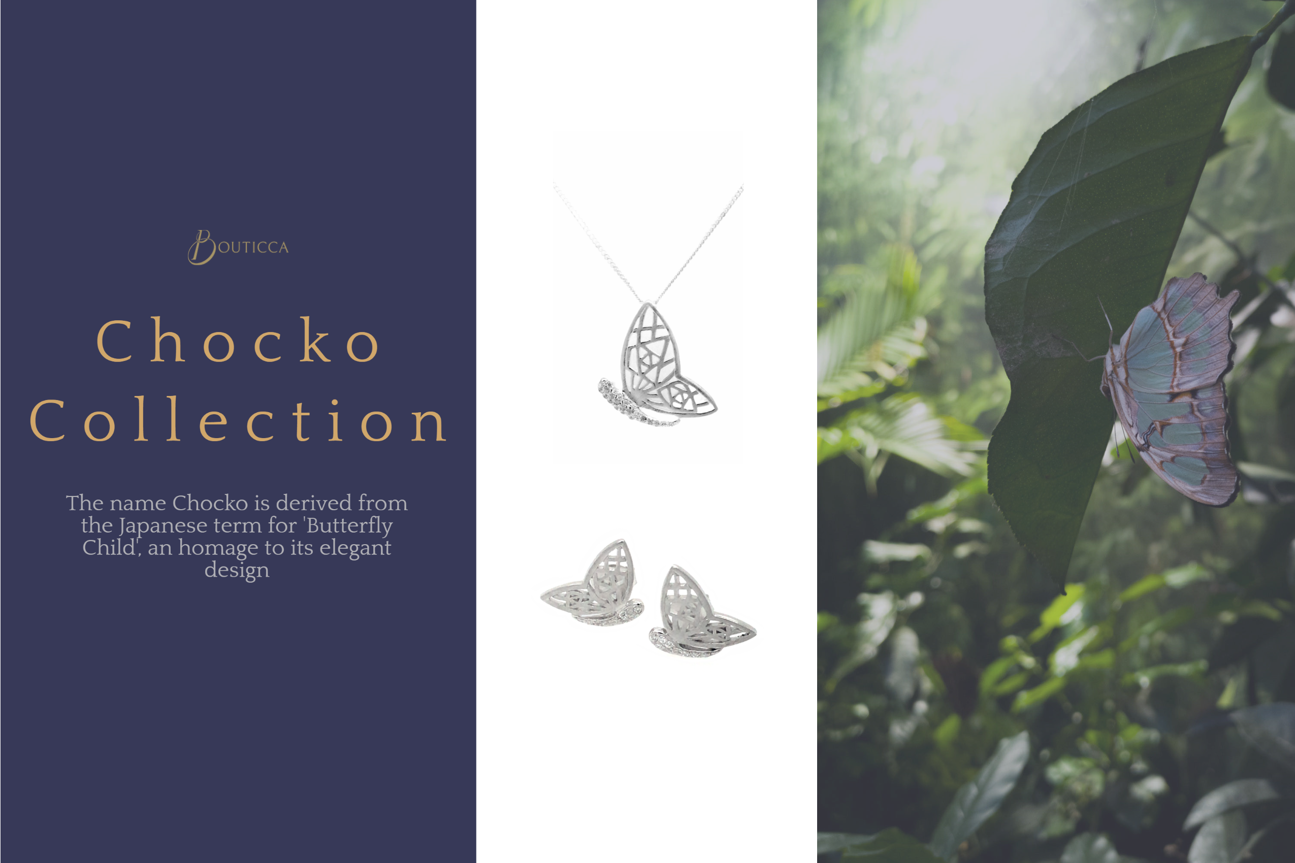 Silver Butterfly Pendant Necklace and Earrings Set