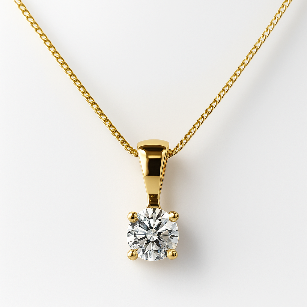 Silver Yellow Gold Plated Capella CZ Pendant & Chain
