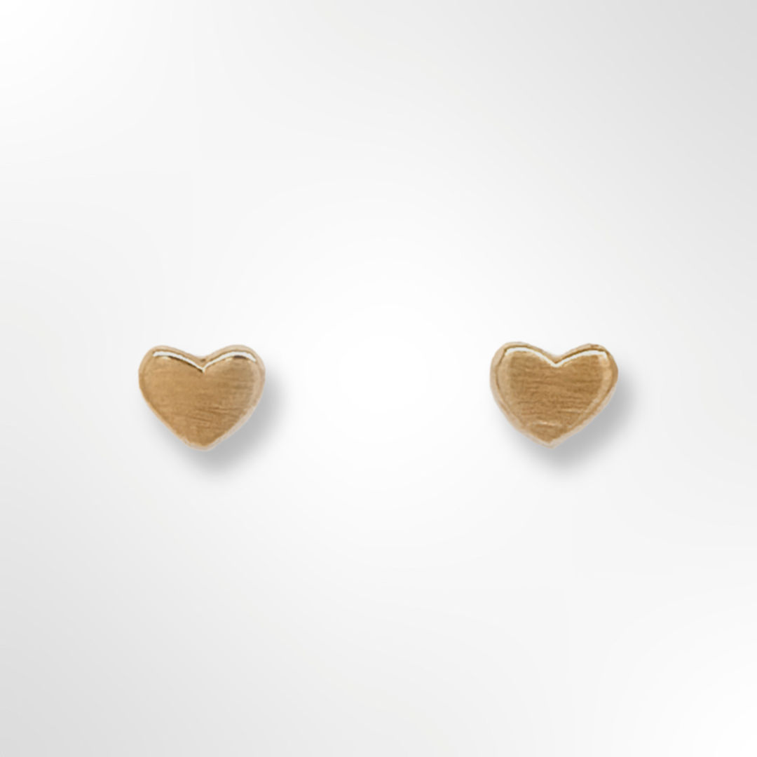 Sterling Silver Yellow Gold Plated Polished Plain Heart Stud Earrings