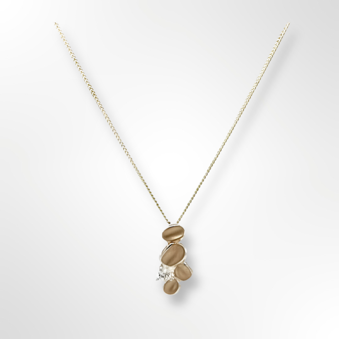 Silver Gold Plated Ovals Pendant Necklace