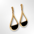 Silver Yellow Gold Plated Pear Shape and Onyx Drop Earrings