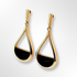 Silver Yellow Gold Plated Pear Shape and Onyx Drop Earrings