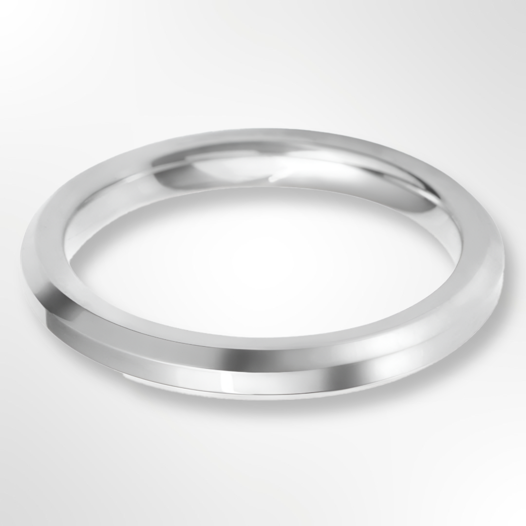 Heavy Bevelled Profile Wedding Ring White Gold 2.5mm