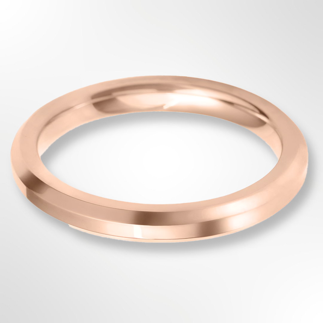 Heavy Bevelled Edge Wedding Ring Rose Gold 2.5mm