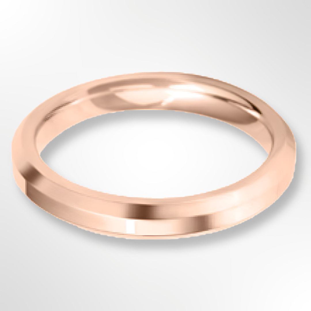 Heavy Bevelled Edge Wedding Ring Rose Gold 3.0mm