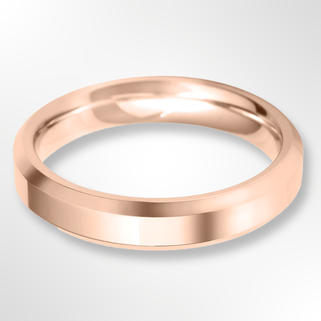 Heavy Bevelled Edge Wedding Ring Rose Gold 4.0mm