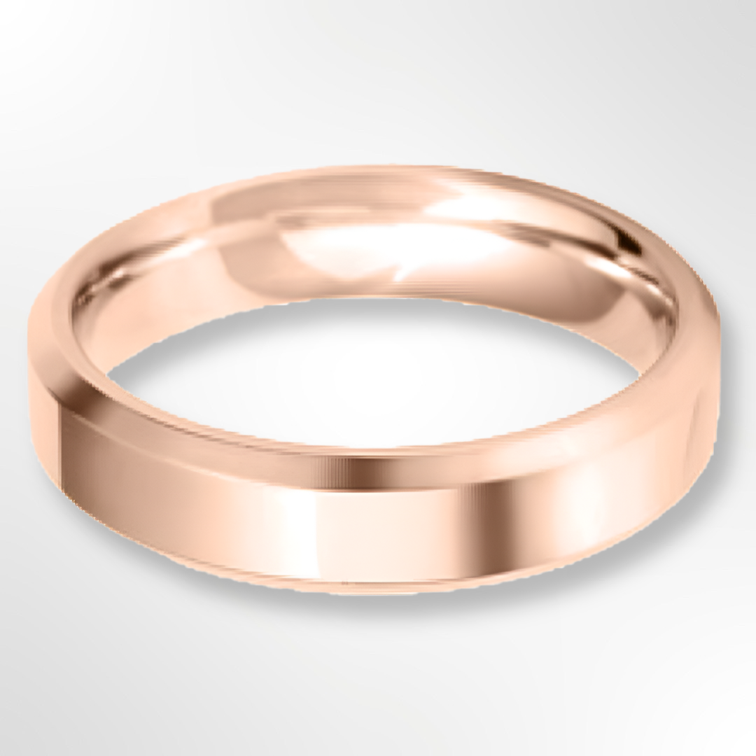 Heavy Bevelled Edge Wedding Ring Rose Gold 5.0mm