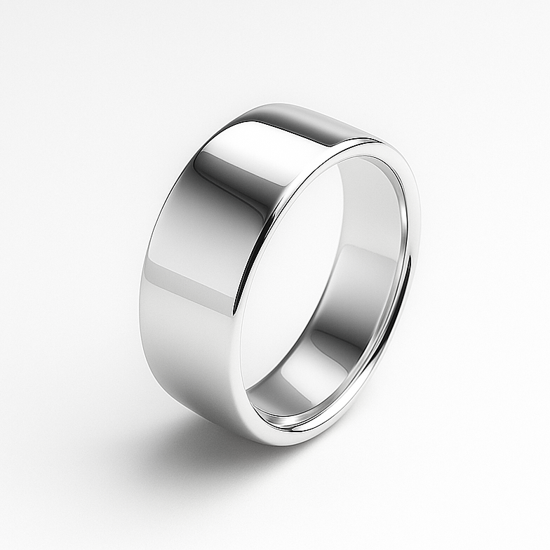 Men's Silver Wide Ring on a white background