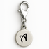 Silver charm with letter 'A' on a white background