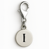 Silver charm with letter 'I' on a white background