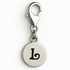 Silver charm with letter 'L' on a white background