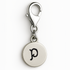 Silver charm with letter 'p' on a white background