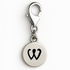 Silver charm with letter 'W' on a white background