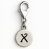 Silver charm with a black letter 'X' on a white background