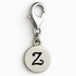 Silver charm with letter 'Z' on a white background