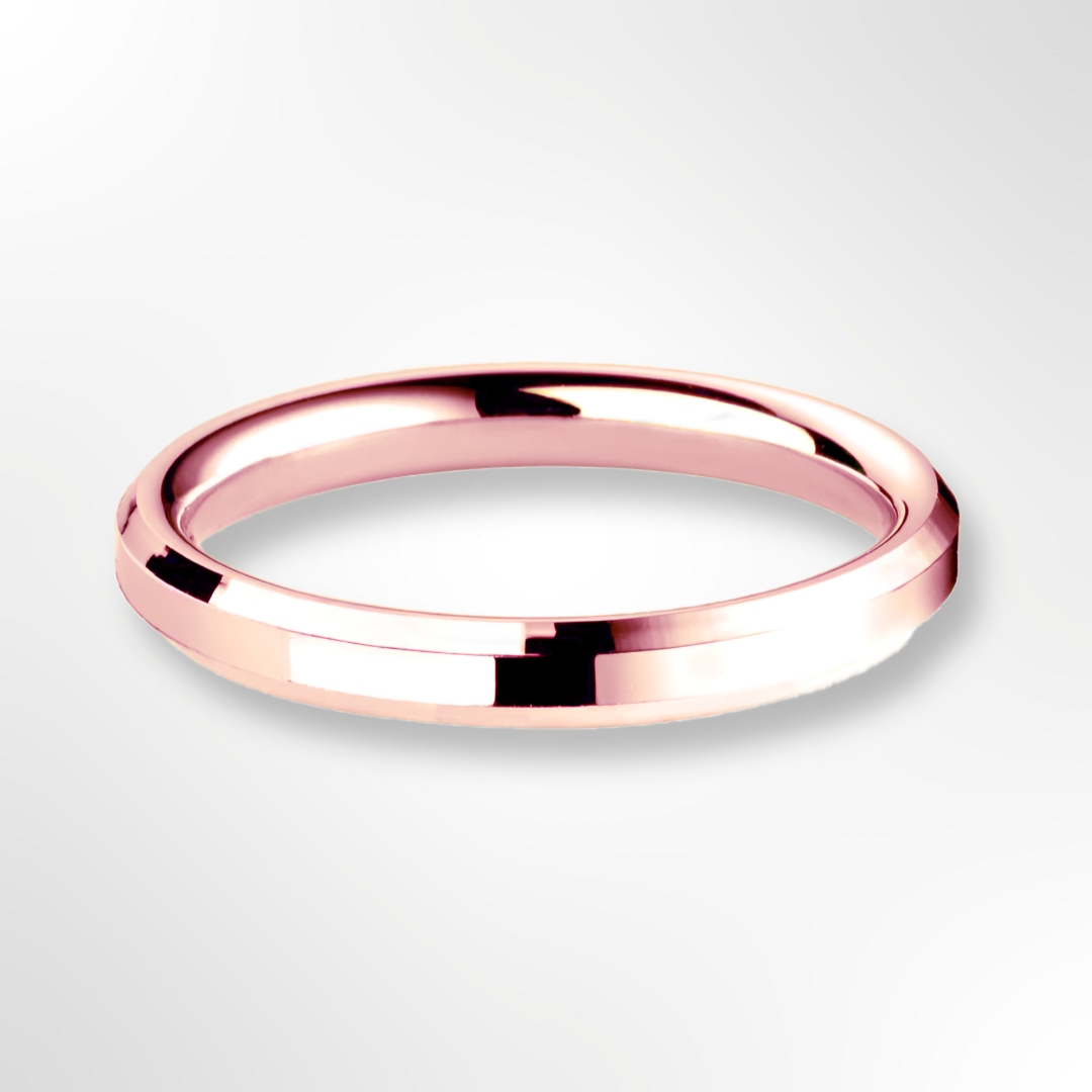 Light Bevelled Edge Profile Wedding Ring Rose Gold 2.5mm