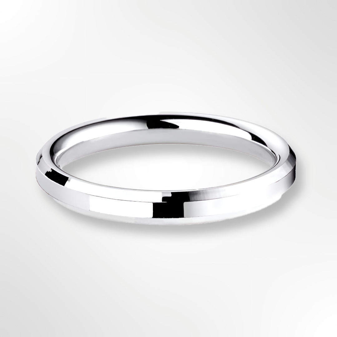 Light Bevelled Edge Profile Wedding Ring White Gold 2.5mm