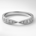 Platinum wedding ring with small diamonds on a white background