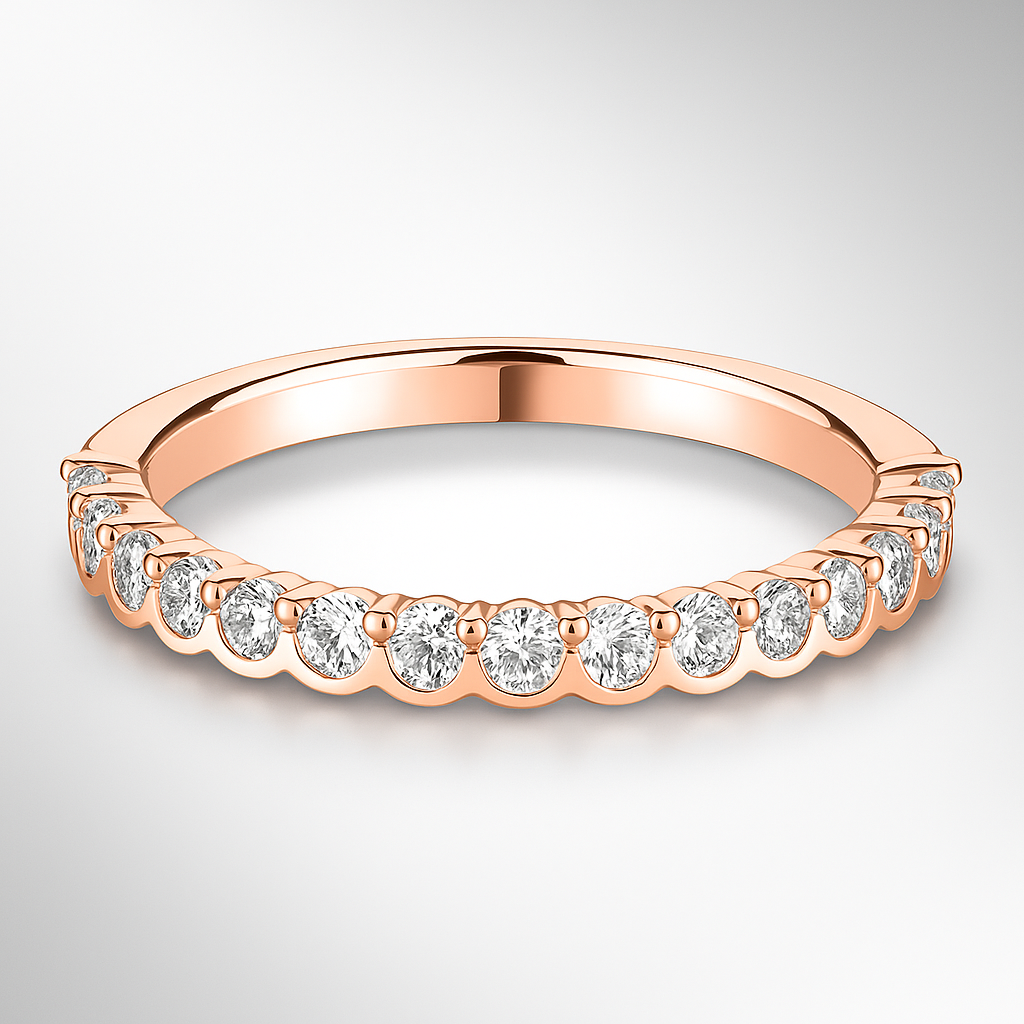 Rose Gold Demi Set Diamond Wedding Ring on a white background