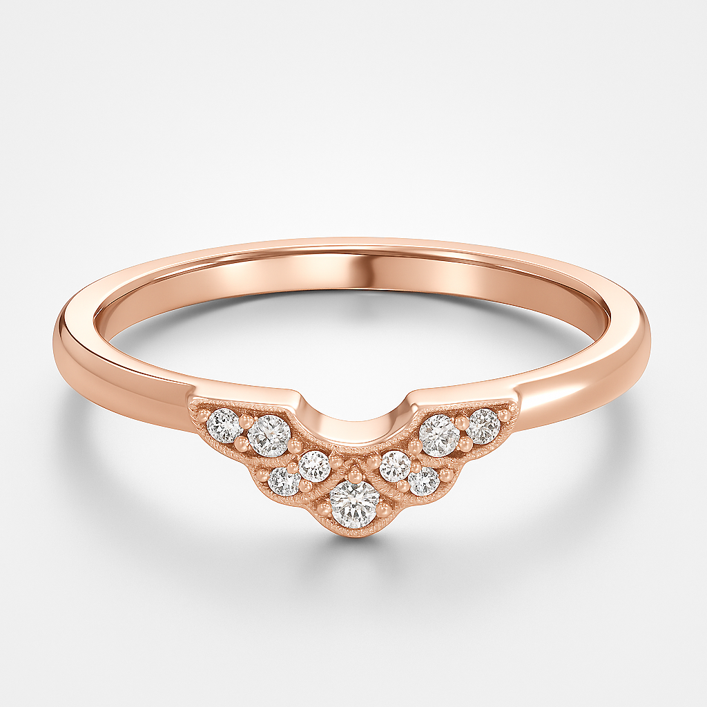Rose Gold Vintage Inspired Wedding Ring on a Grey Background