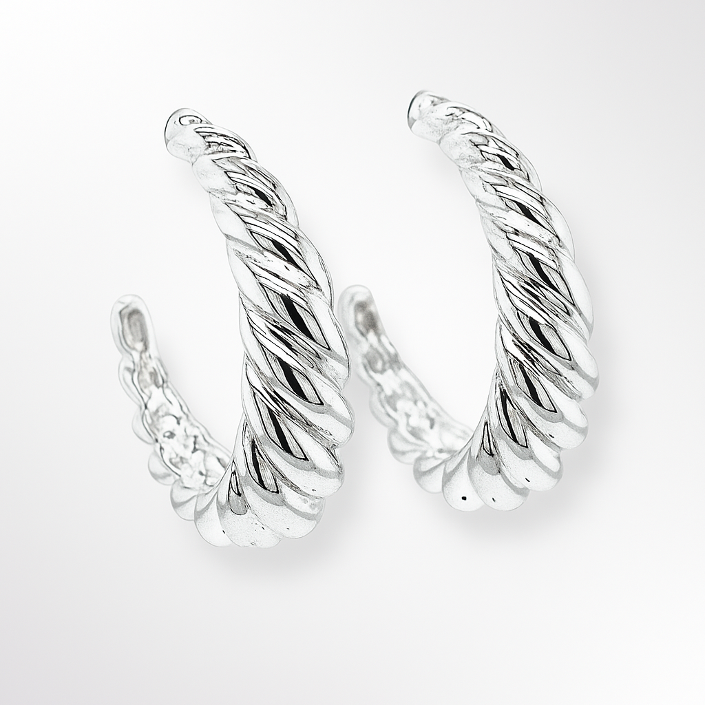 Silver Helical Hoop Earrings