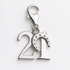Silver pendant with number '21' and horseshoe design on a white background
