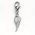Silver wing-shaped pendant on a white background