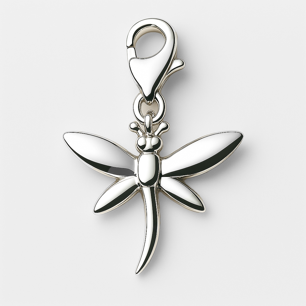 Silver Dragonfly Charm on a white background