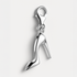 Silver high heeled shoe charm on a white background