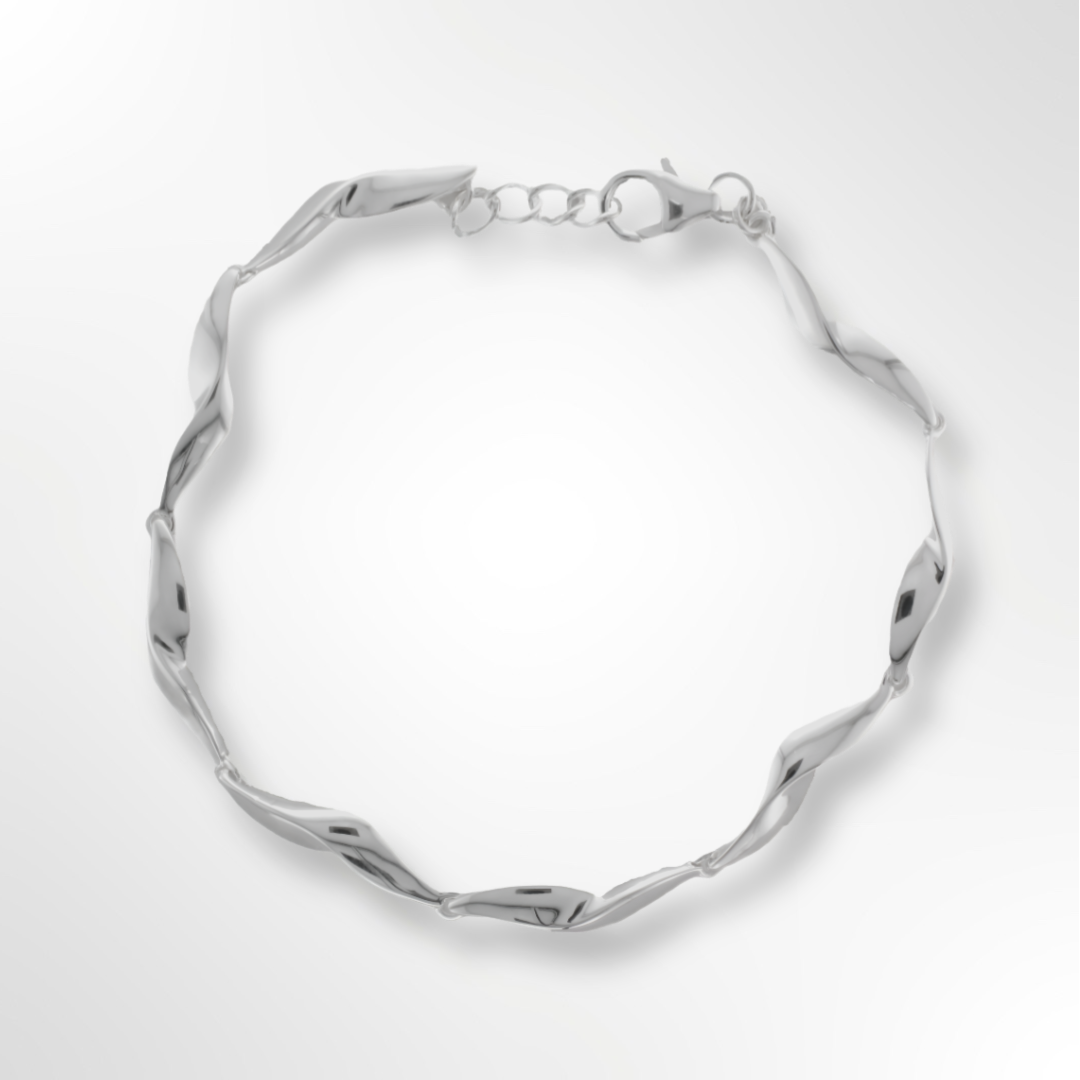 Sterling Silver Wave Link Bracelet