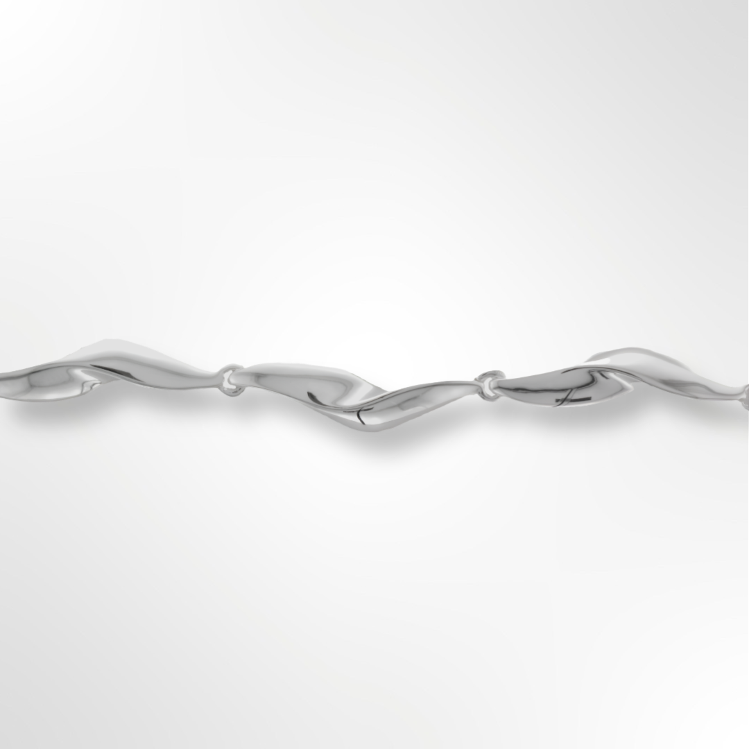Sterling Silver Wave Link Bracelet