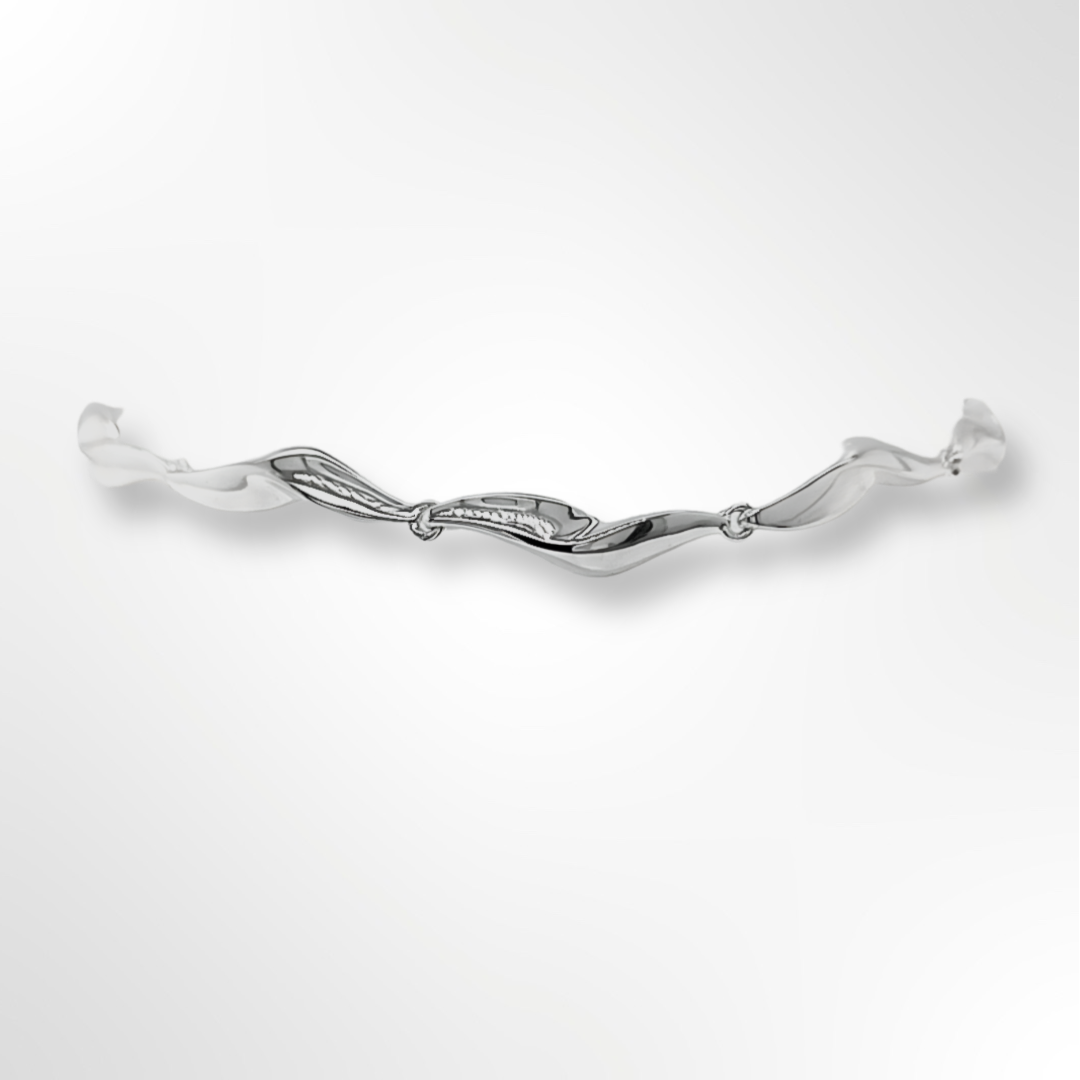 Sterling Silver Wave Link Bracelet