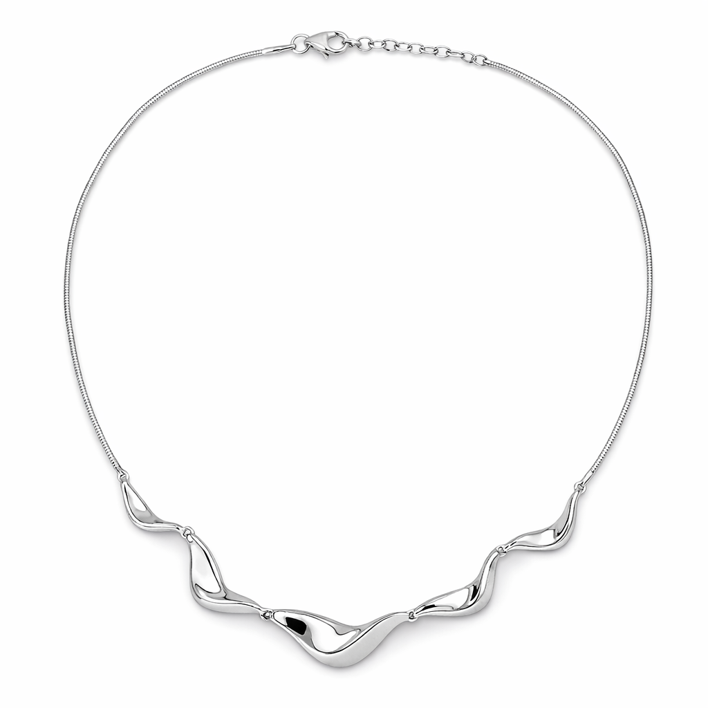 Silver Polished Detail Necklace on a white background