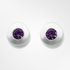 Pair of silver earrings with purple gemstones on a white background