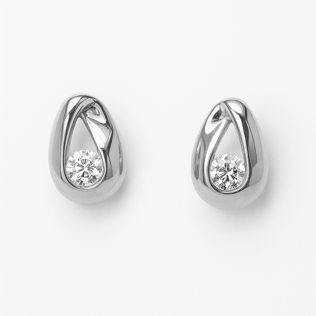 Silver Aurora CZ Stud Earrings
