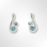 Sterling Silver Blue Topaz and CZ Curly Stud Earrings