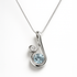 Silver pendant with a blue gemstone on a white background