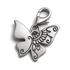 Silver butterfly pendant on a white background
