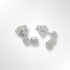 Sterling Silver Cubic Zirconia and 3 Offset Squares Stud Earrings