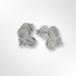 Sterling Silver Satin Concave Ovals & CZ Stud Earrings