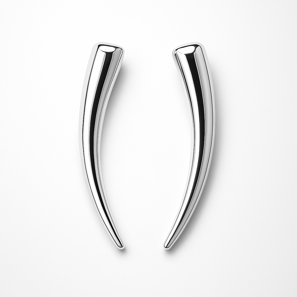 Silver Tusk Drop Earrings