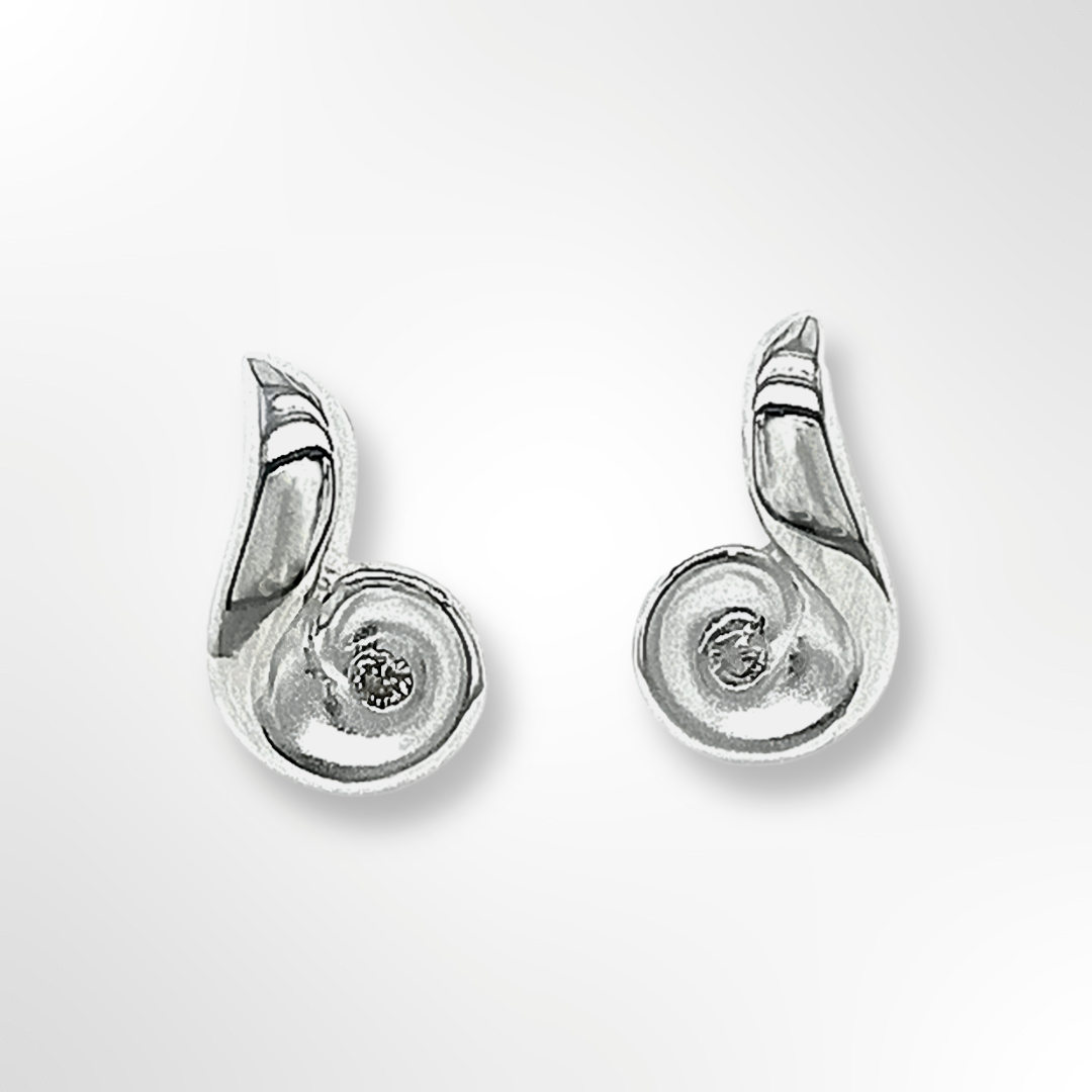 Silver Diamond Curl Earrings