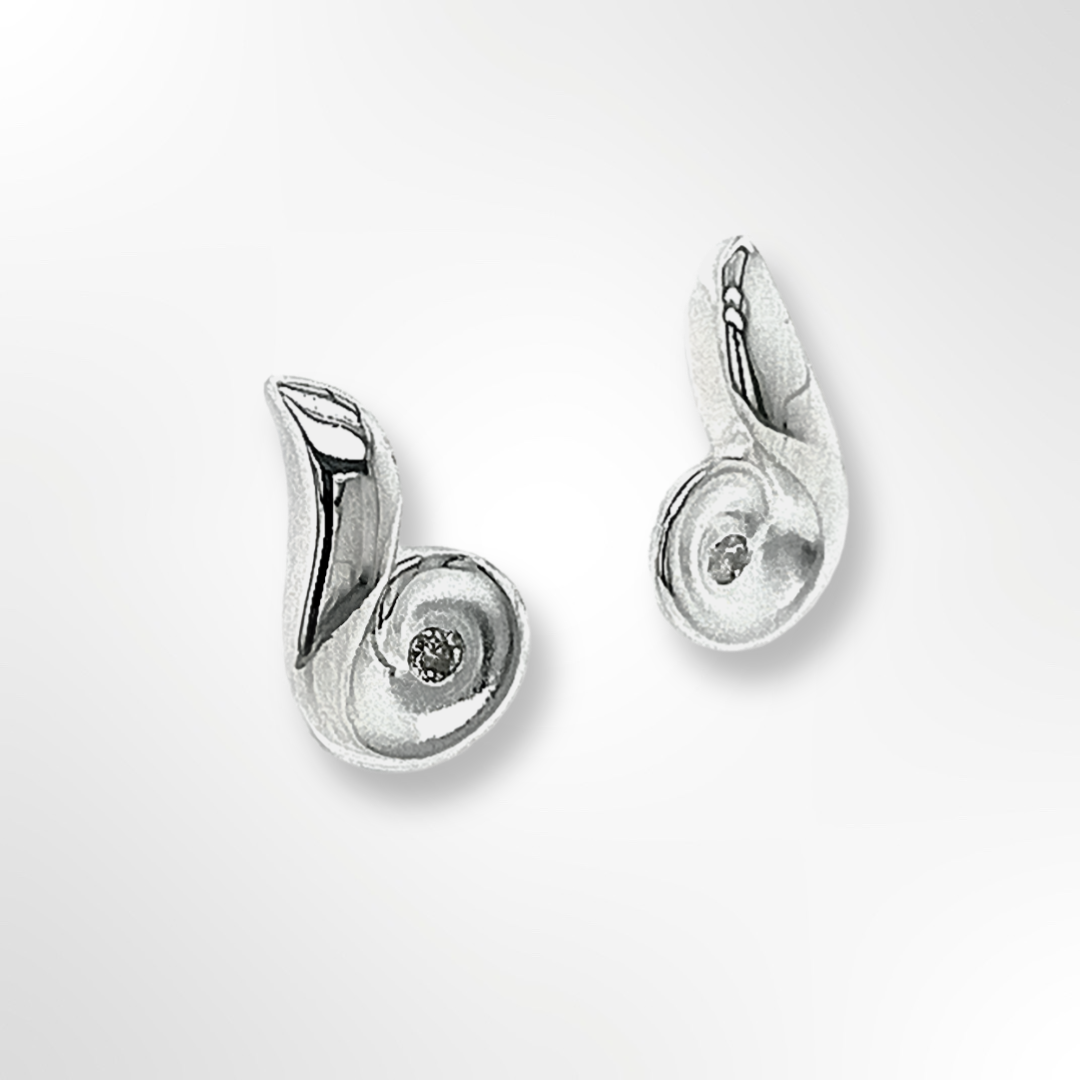 Silver Diamond Curl Earrings