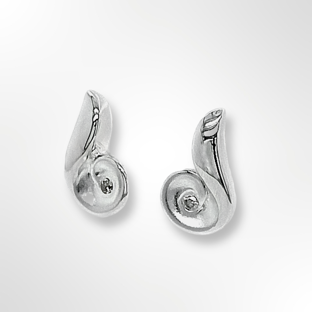 Sterling Silver Diamond Curl Earrings
