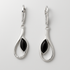 Silver Drop Earrings with Black Onyx on a grey background