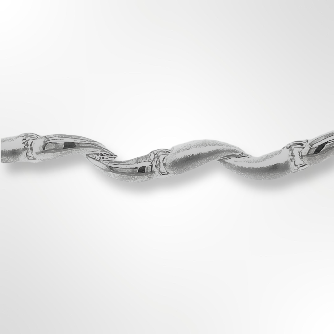Sterling Silver Satin/Polished Twisted Curve Link Necklace