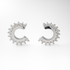 Pair of silver earrings with cubic zirconia accents on a white background